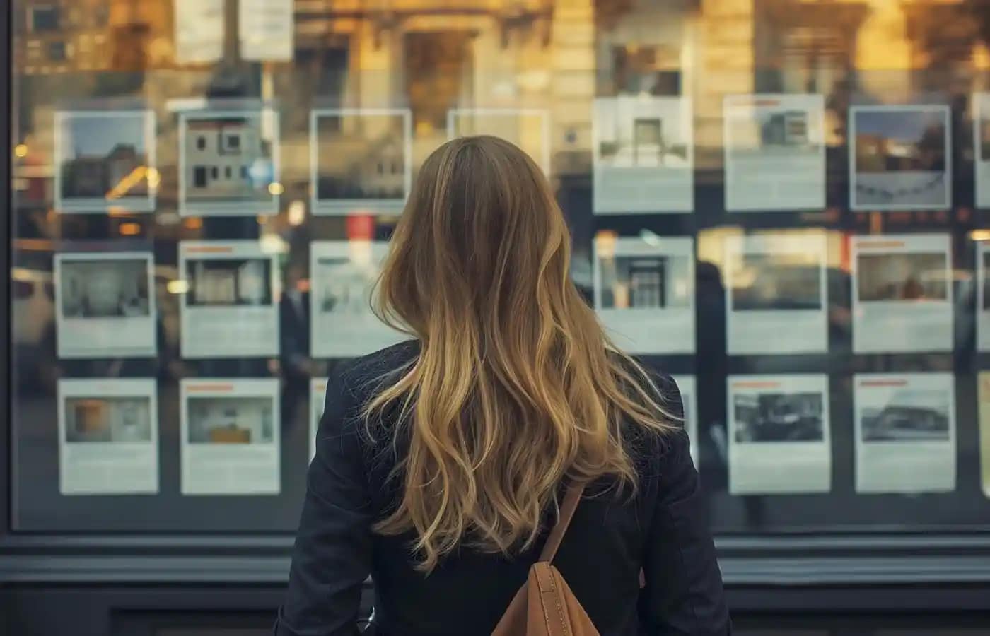 Vitrine d’agence immobilière illustrant la communication immobilière professionnelle